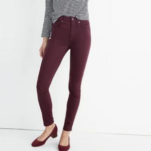 Madewell burgundy 10 in. high rise skinny jeans Size 26
